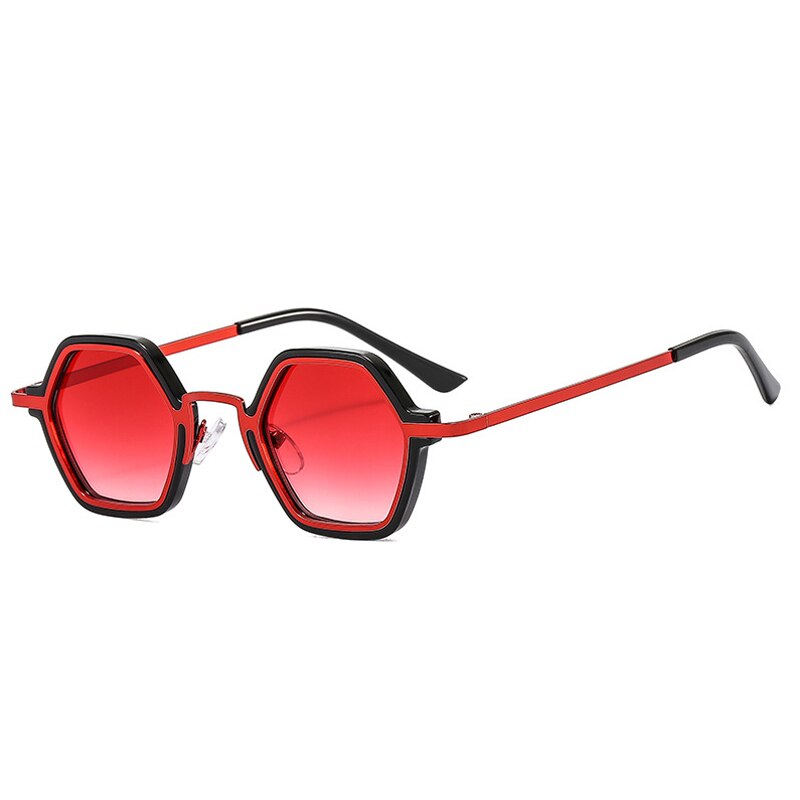 Hip-Hop Unisex Small Frame Polygonal Metal Sunglasses - C