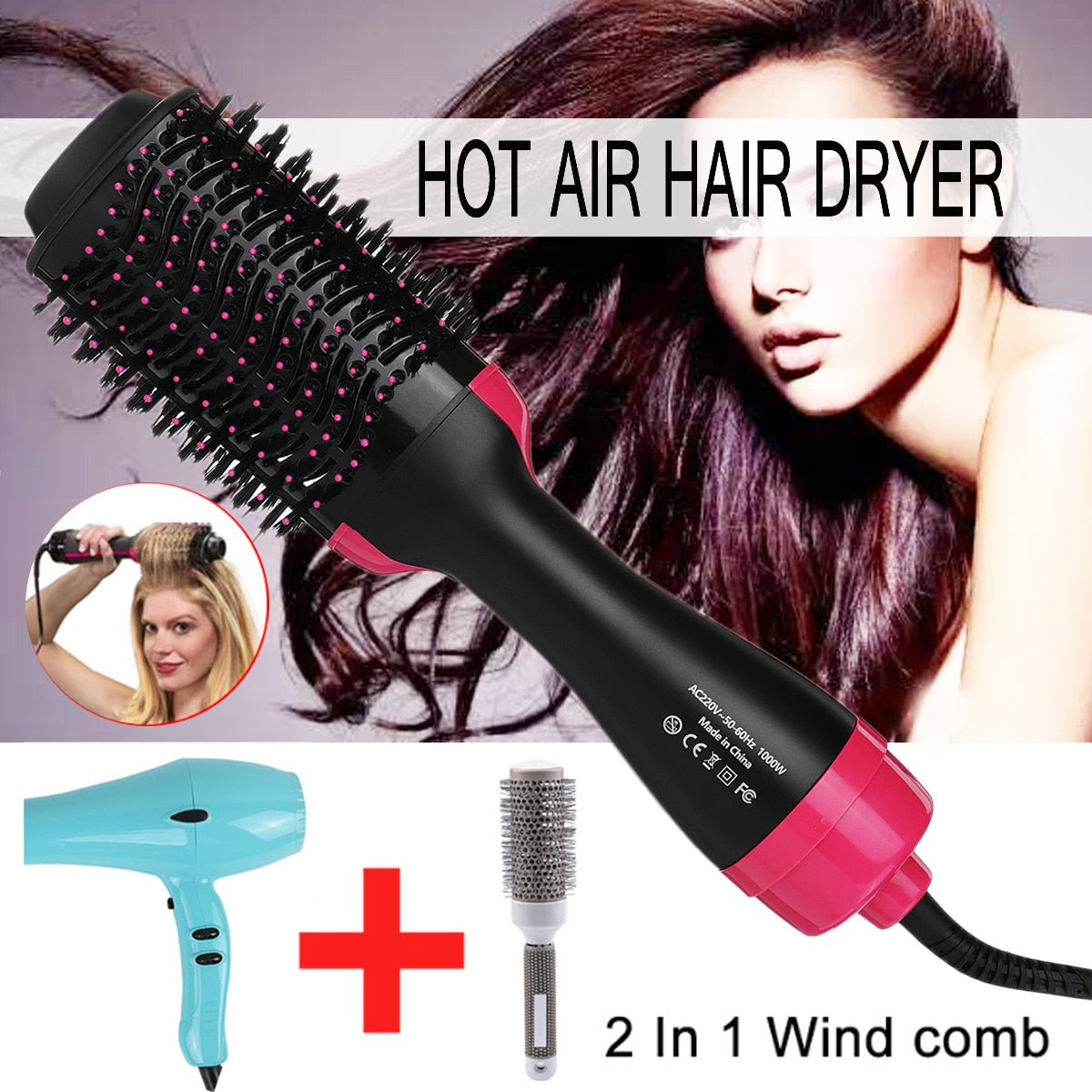 2 in 1 Multifunctional Dryer & Volumizer Rotating Hair Brush