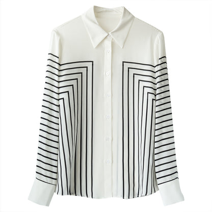 Women Elegant Black And White Striped - I Love Chiffon - Last days of Summer