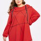 Plus Size Drawstring Star Print Ruby Red Hoodie