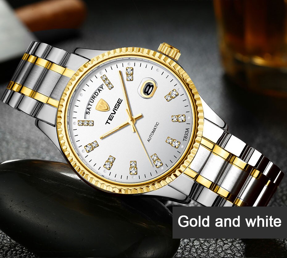 Tevise Luxury Golden Automatic Mechanical Watch