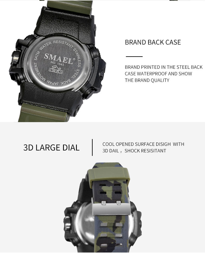 SMAEL Sport Watch Men Alarm Camouflage Waterproof