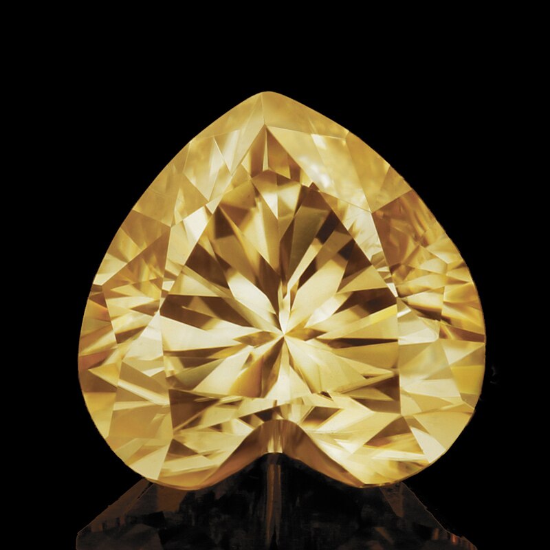 Champagne, Dark yellow, Light yellow Color Heart Shape Moissanite, GRA.