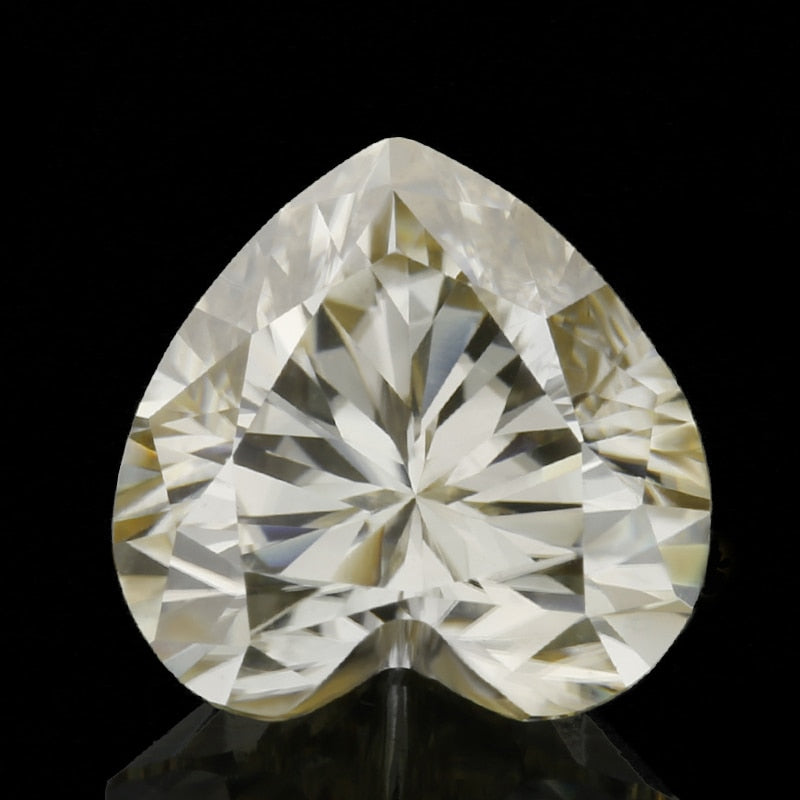 Champagne, Dark yellow, Light yellow Color Heart Shape Moissanite, GRA.