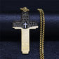 Christian Bible Cross Stainless Steel Gold Color Necklace