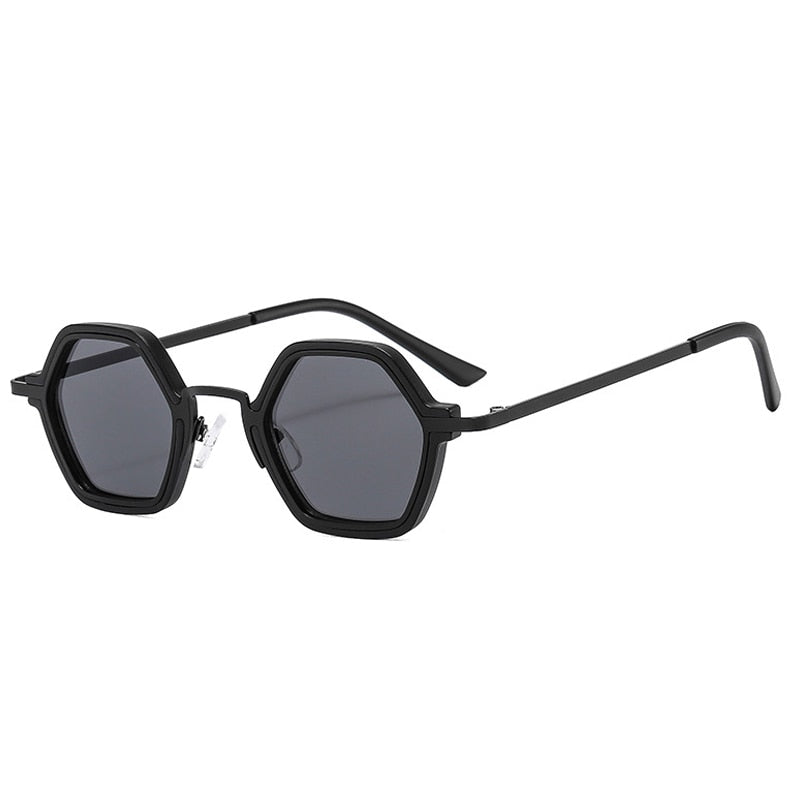 Hip-Hop Unisex Small Frame Polygonal Metal Sunglasses - C