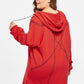 Plus Size Drawstring Star Print Ruby Red Hoodie