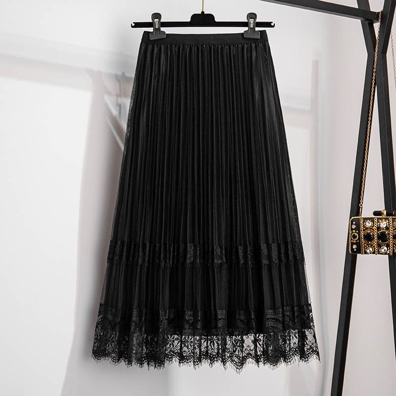 Plus Size Women's A-Line High Waist Pleated Skirt