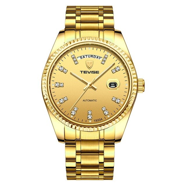 Tevise Luxury Golden Automatic Mechanical Watch