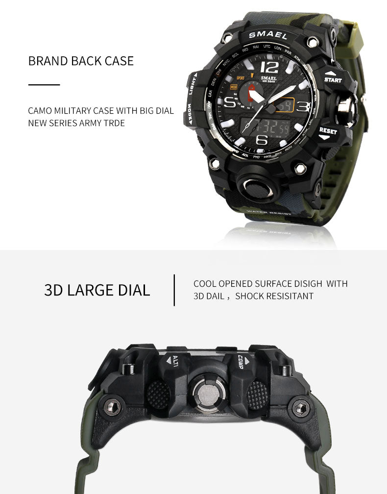 SMAEL Sport Watch Men Alarm Camouflage Waterproof