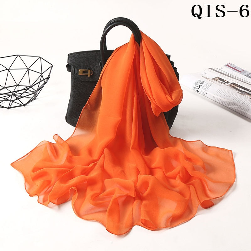 50*160cm Foulard Gradient Solid Color Georgette Shawl