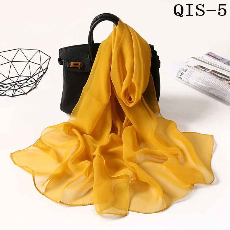 50*160cm Foulard Gradient Solid Color Georgette Shawl