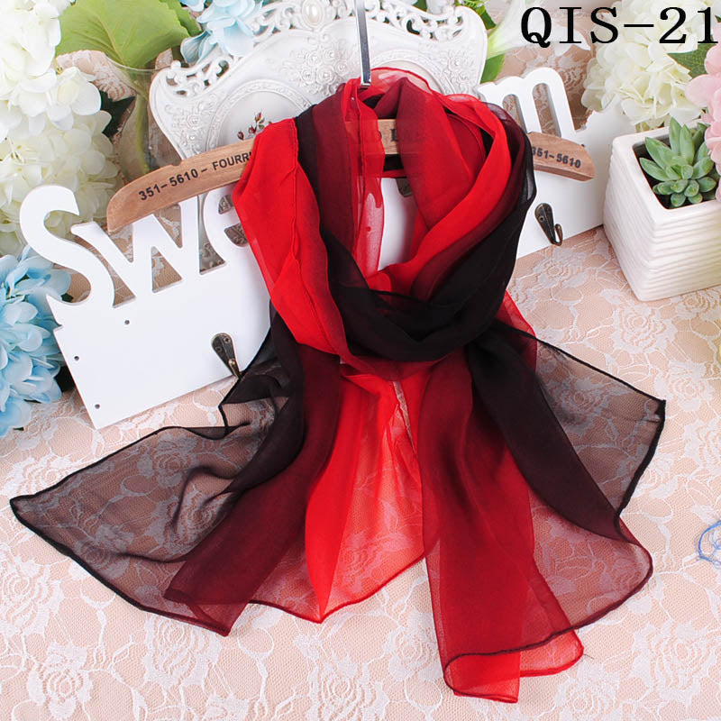 50*160cm Foulard Gradient Solid Color Georgette Shawl