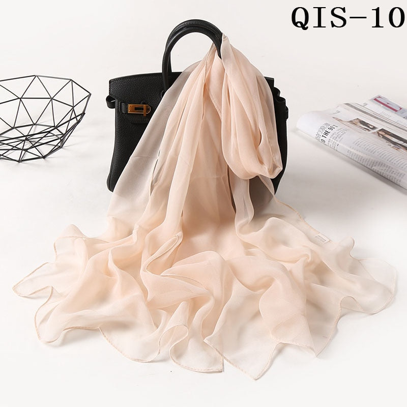 50*160cm Foulard Gradient Solid Color Georgette Shawl