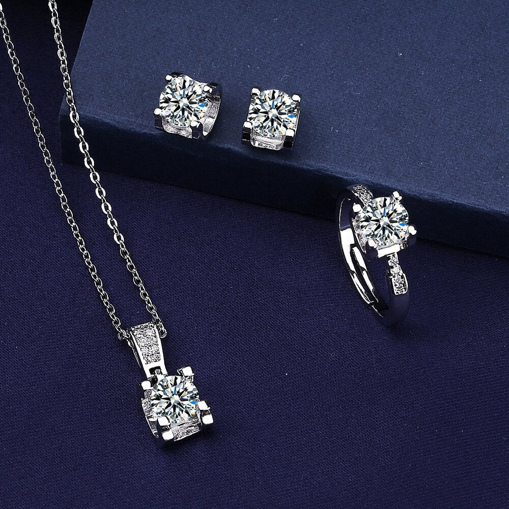 Moissanite Jewelry 925 Sterling Set