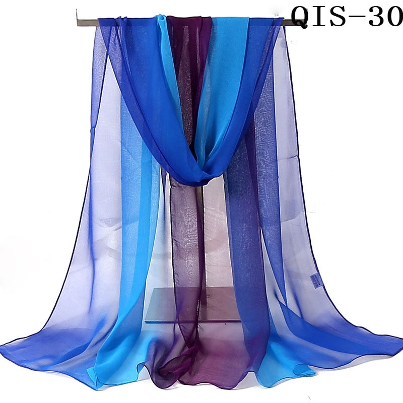 50*160cm Foulard Gradient Solid Color Georgette Shawl