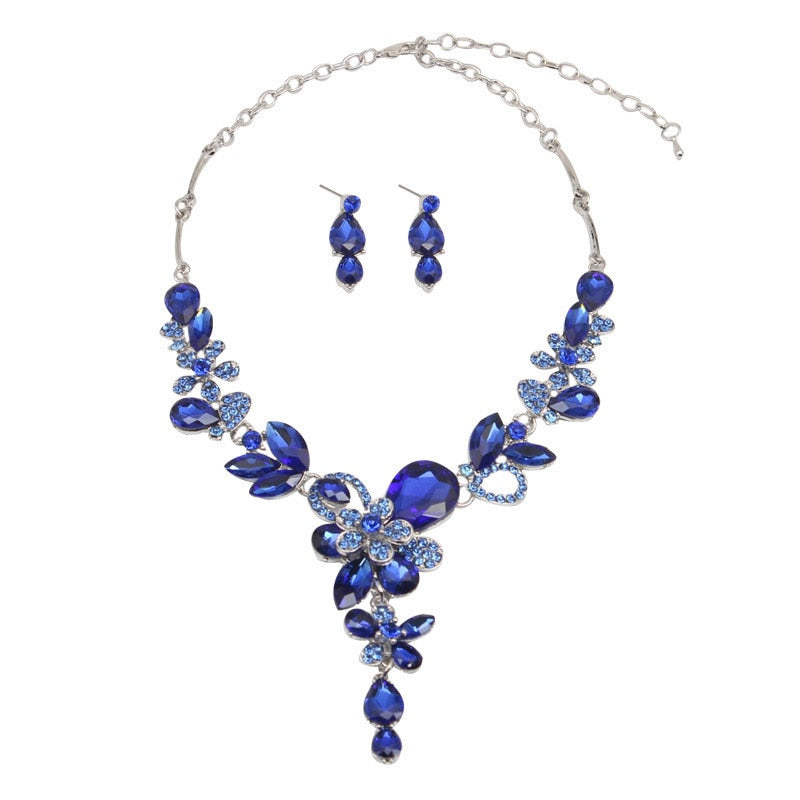 Luxury Jerusalem Water Drop Flower Crystal Necklace & Earrings