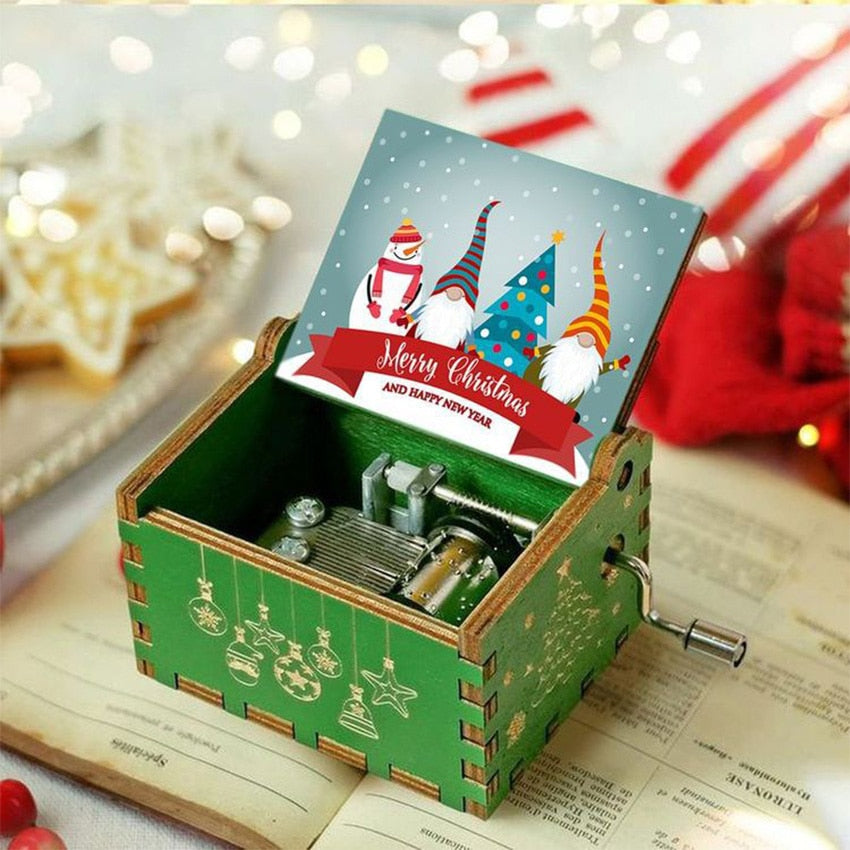 Christmas Wooden Hand Crank Music Box