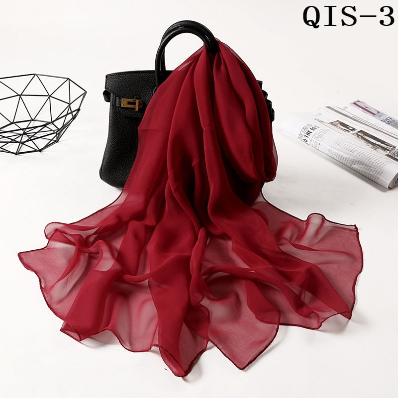 50*160cm Foulard Gradient Solid Color Georgette Shawl