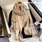 90*180cm British Plaid Warm Cotton and Linen Scarf