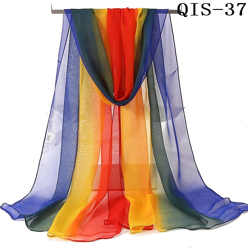 50*160cm Foulard Gradient Solid Color Georgette Shawl