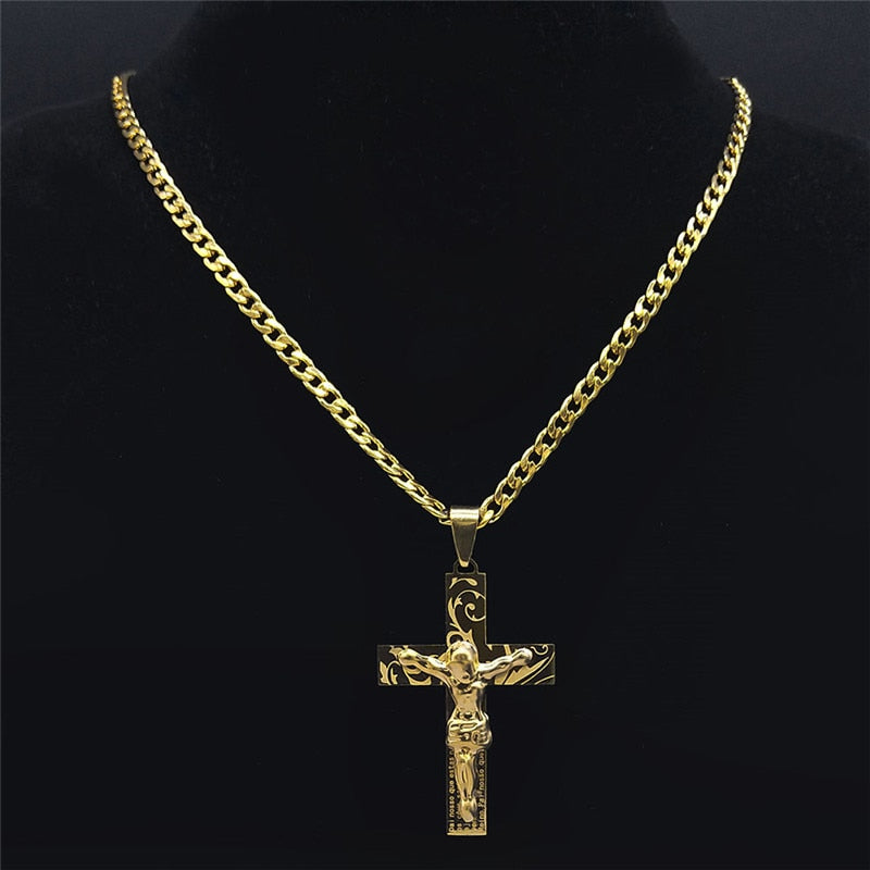 Jesus Stainless Steel Cross Necklace