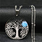 Sun Tree of Life Opal Stainless Steel Necklace