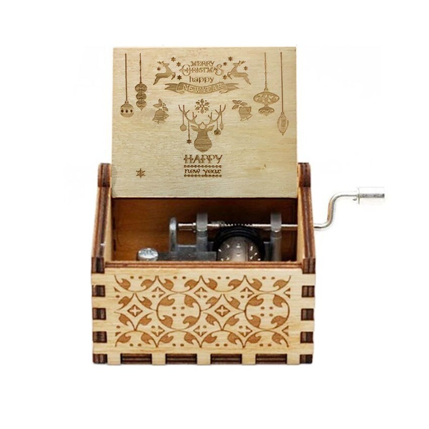 Christmas Wooden Hand Crank Music Box