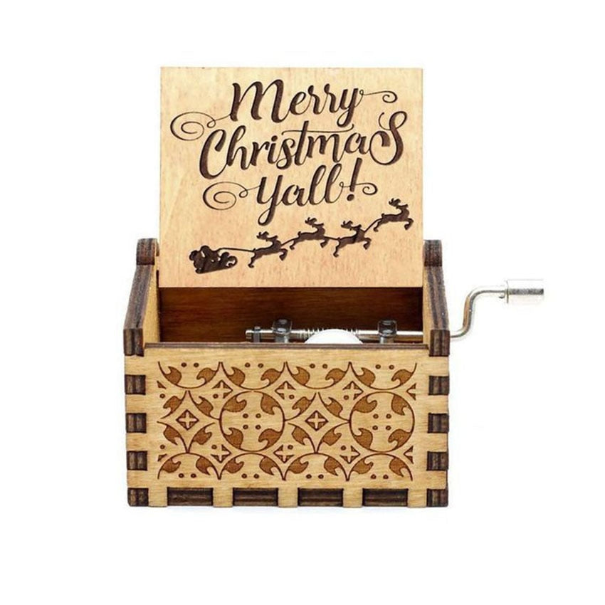 Christmas Wooden Hand Crank Music Box