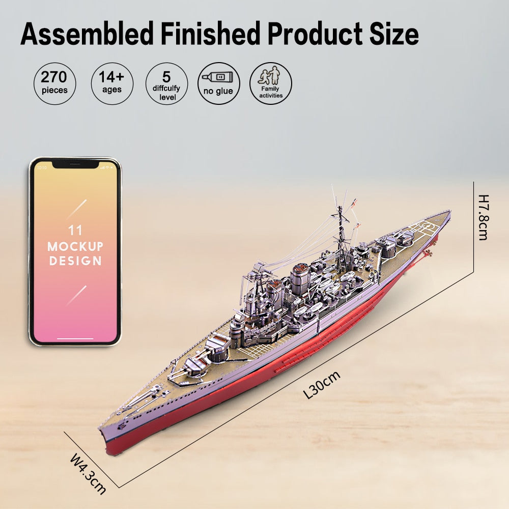 Battleship HMS "HOOD" 3D Metal Puzzle Model