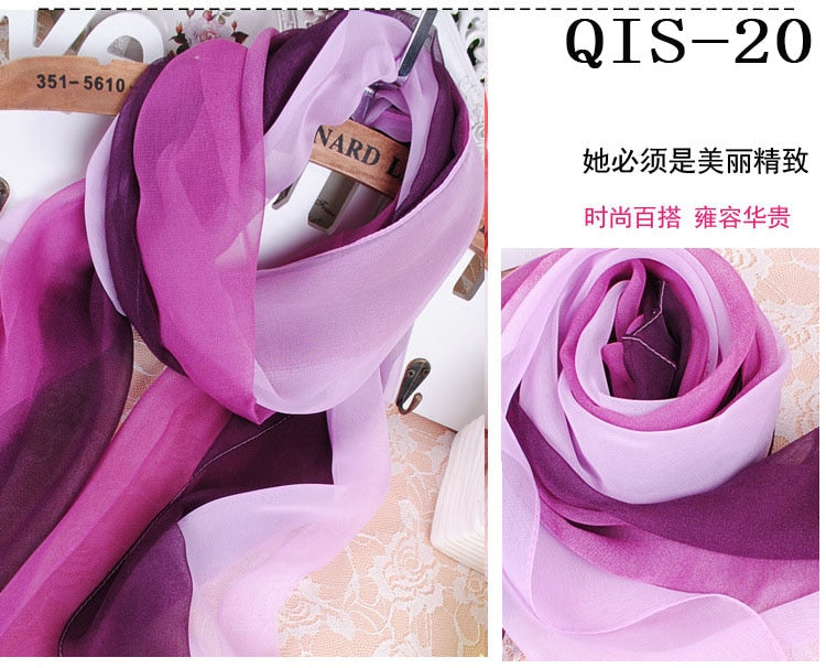 50*160cm Foulard Gradient Solid Color Georgette Shawl