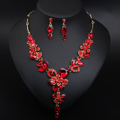 Luxury Jerusalem Water Drop Flower Crystal Necklace & Earrings