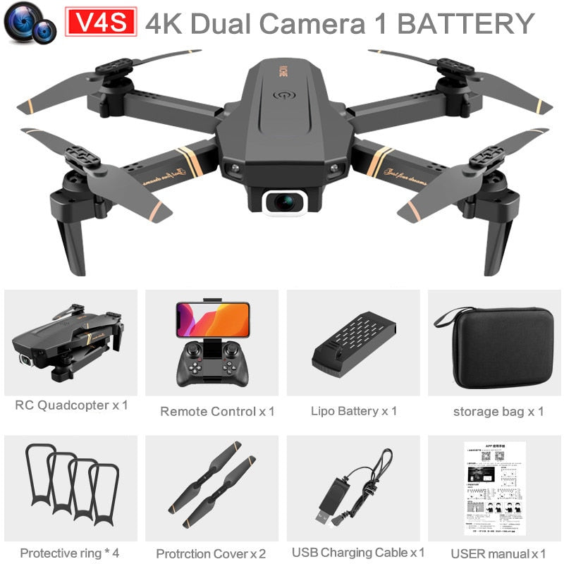 4DRC V4 FPV WiFi live video FPV 4K/1080P HD Wide Angle Camera Foldable Altitude Hold Durable RC Quadcopter Drone