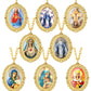 Golden Oval Jesus Virgin Mary Pendant Necklace Watch