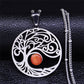 Sun Tree of Life Opal Stainless Steel Necklace