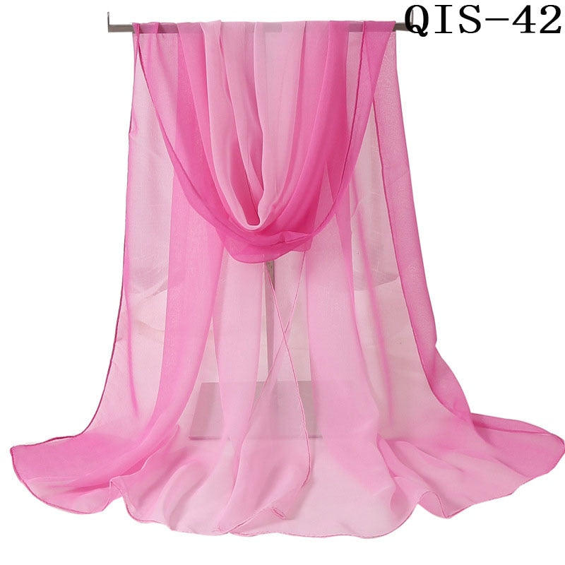 50*160cm Foulard Gradient Solid Color Georgette Shawl