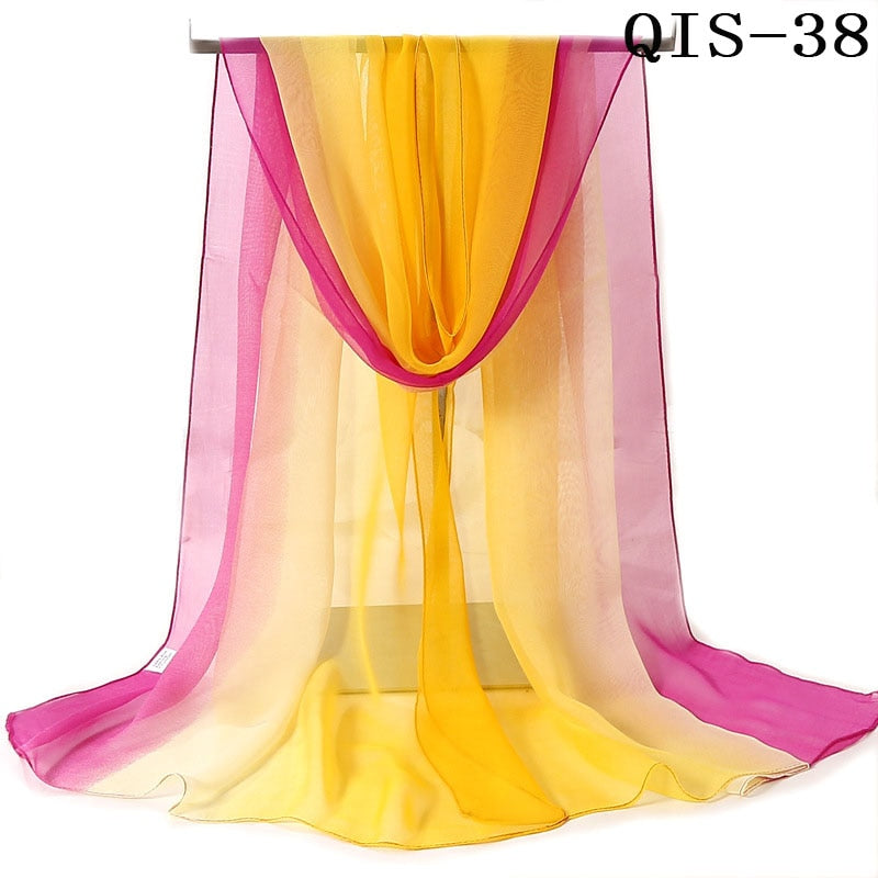 50*160cm Foulard Gradient Solid Color Georgette Shawl