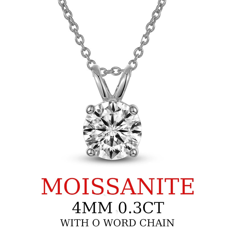 0.1-2 CT Moissanite 925 Silver Necklace, GRA