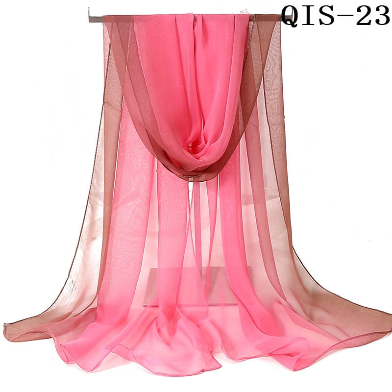 50*160cm Foulard Gradient Solid Color Georgette Shawl