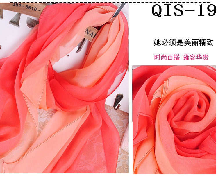 50*160cm Foulard Gradient Solid Color Georgette Shawl