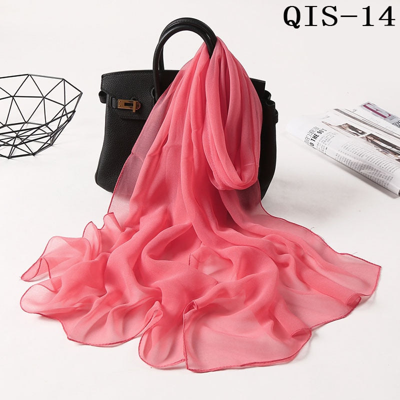 50*160cm Foulard Gradient Solid Color Georgette Shawl