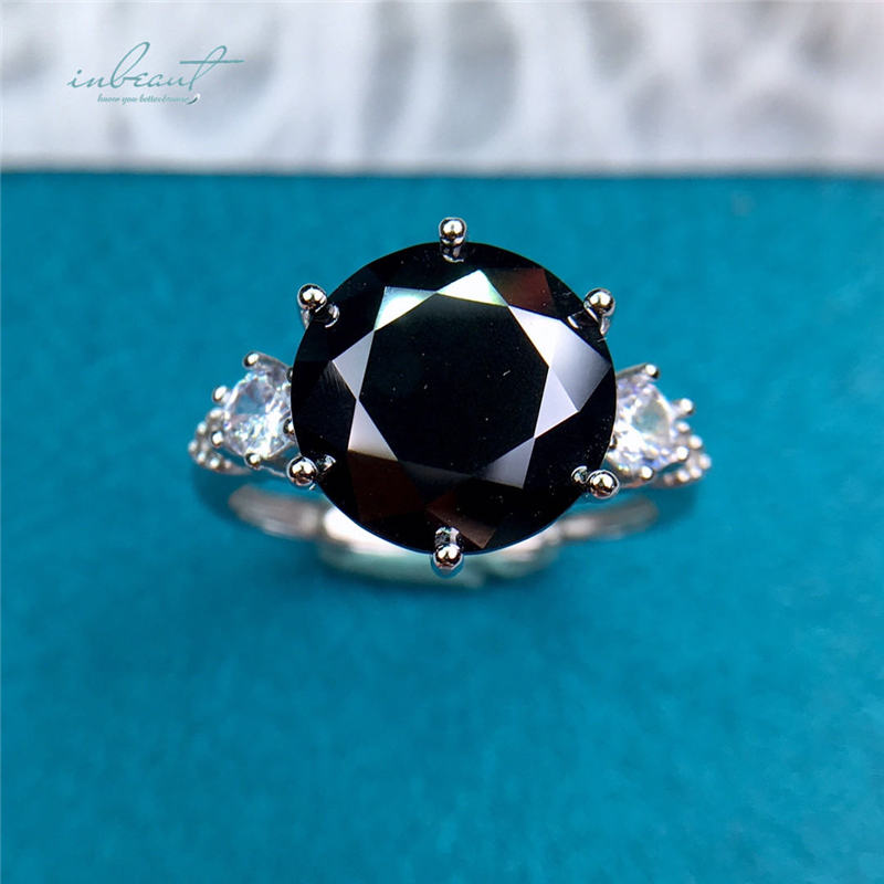 5 CT Excellent Cut Black Moissanite Ring, GRA