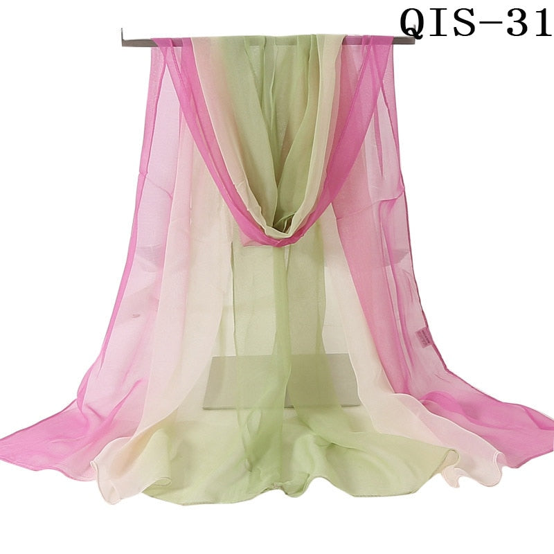 50*160cm Foulard Gradient Solid Color Georgette Shawl