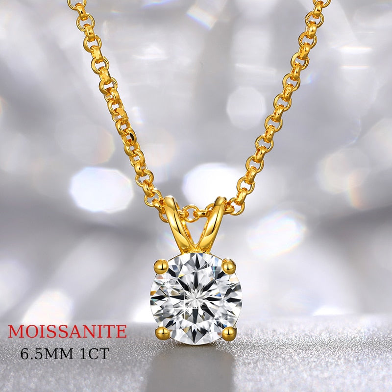 0.1-2 CT Moissanite 925 Silver Necklace, GRA