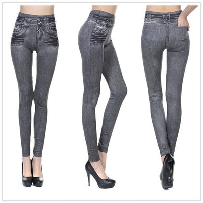 Denim Jeans Leggings Sexy Long Pocket Printing