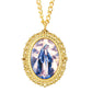 Golden Oval Jesus Virgin Mary Pendant Necklace Watch