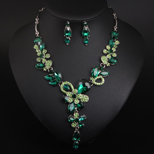 Luxury Jerusalem Water Drop Flower Crystal Necklace & Earrings