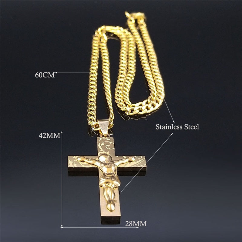 Jesus Stainless Steel Cross Necklace