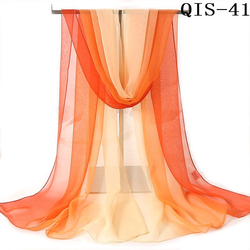 50*160cm Foulard Gradient Solid Color Georgette Shawl