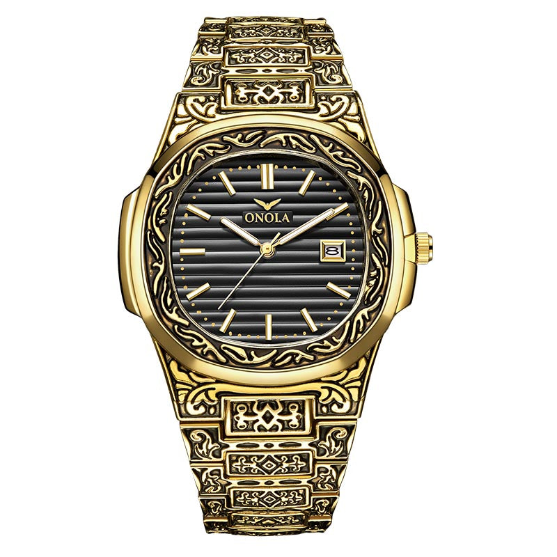 ONOLA luxury Retro golden stainless steel watch